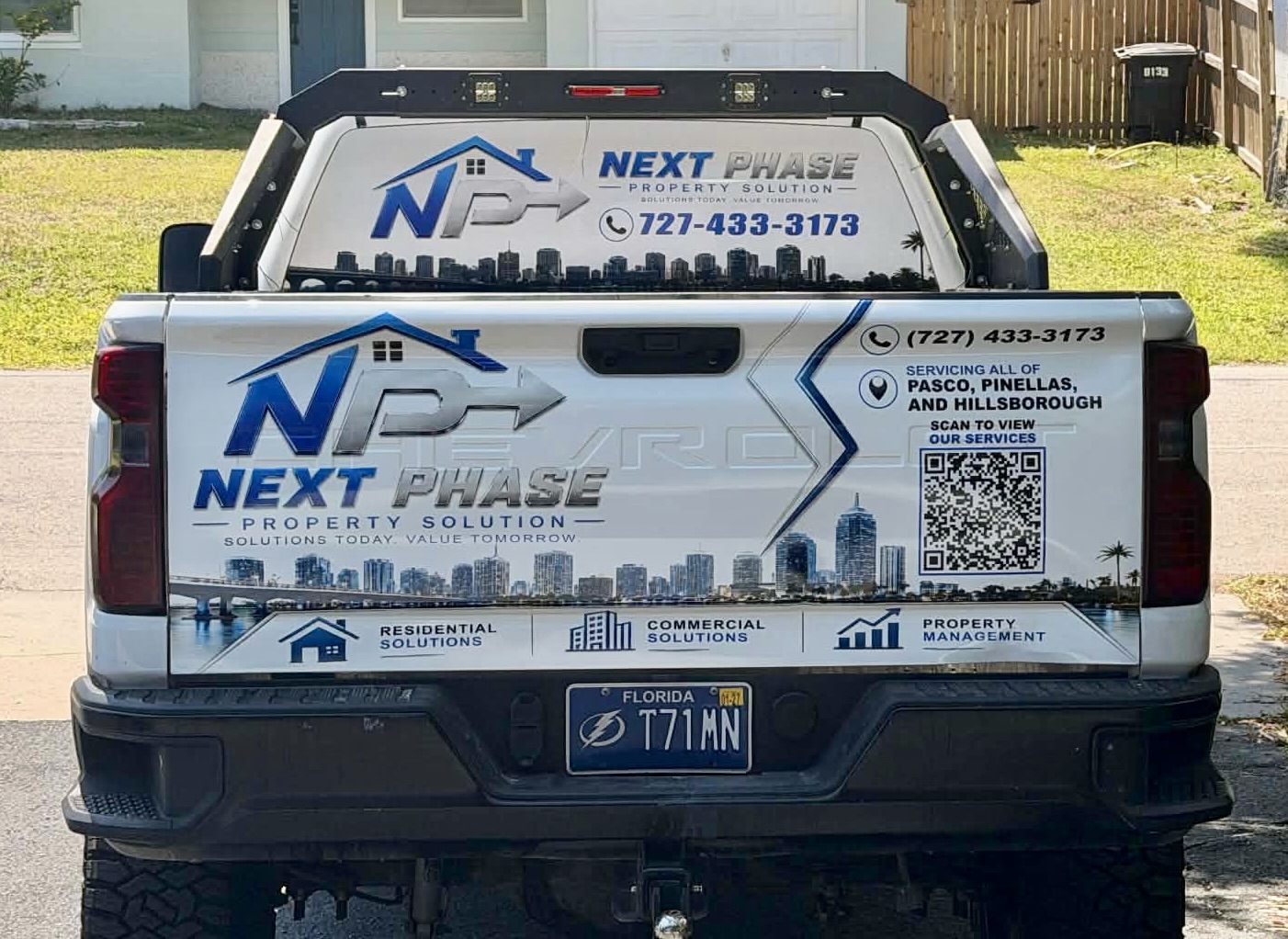 Business Truck Wrap Tailgate Window Film Graphics — Fly Visuals FL