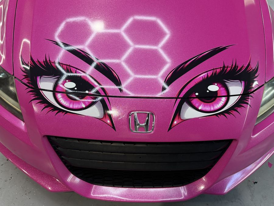 Pink Anime Eyes Vehicle Wrap — Fly Visuals New Port Richey FL