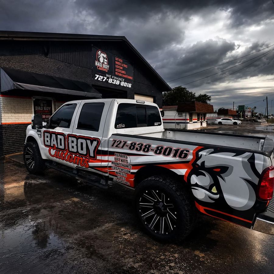 Bad Boy Customs Truck Wrap Graphics — Fly Visuals FL