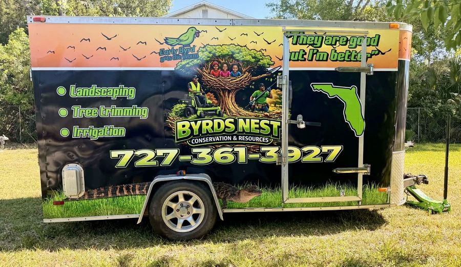 Byrd's Nest Landscaping Tree Service Trailer Wrap — Fly Visuals FL