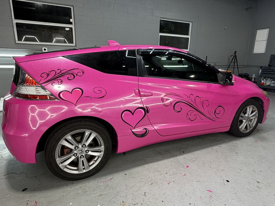Honda CR-Z Pink Color Change with Heart Decals — Fly Visuals FL