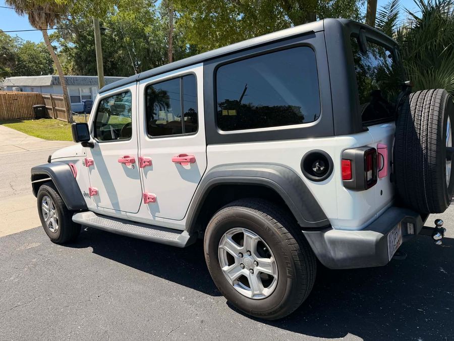 Jeep Wrangler White Pearl Color Change Wrap Pink Delete Kit — Fly Visuals FL
